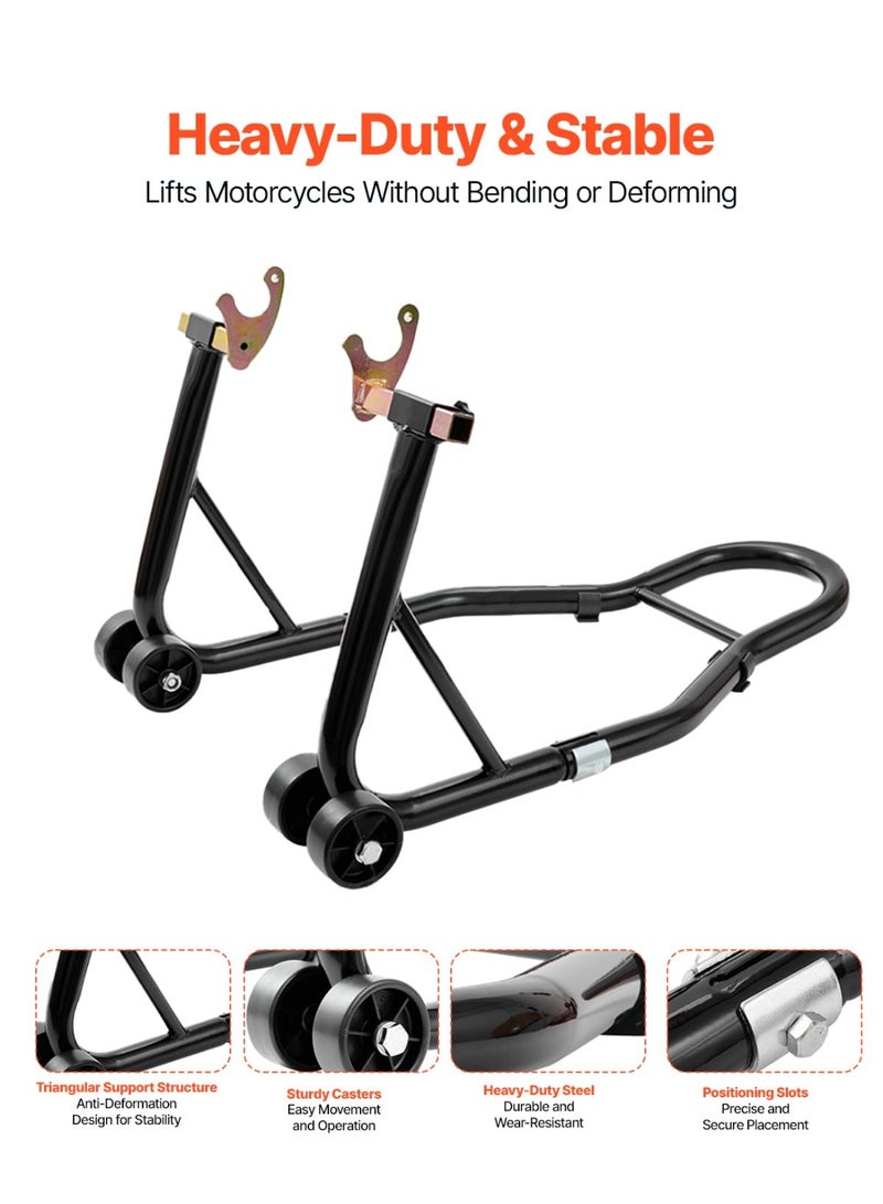 Heavy Duty Motorcycle Rear Wheel Paddock Stand - 850lbs (390kg) Capacity | Universal Lift Jack with U + L Fork Adapters | Fits Yamaha, Suzuki, Honda, Kawasaki | Black - Image 5